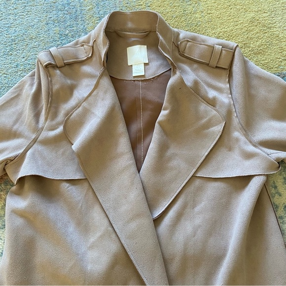 H&M Beige Suede Belted Trench Coat - Picture 7 of 9